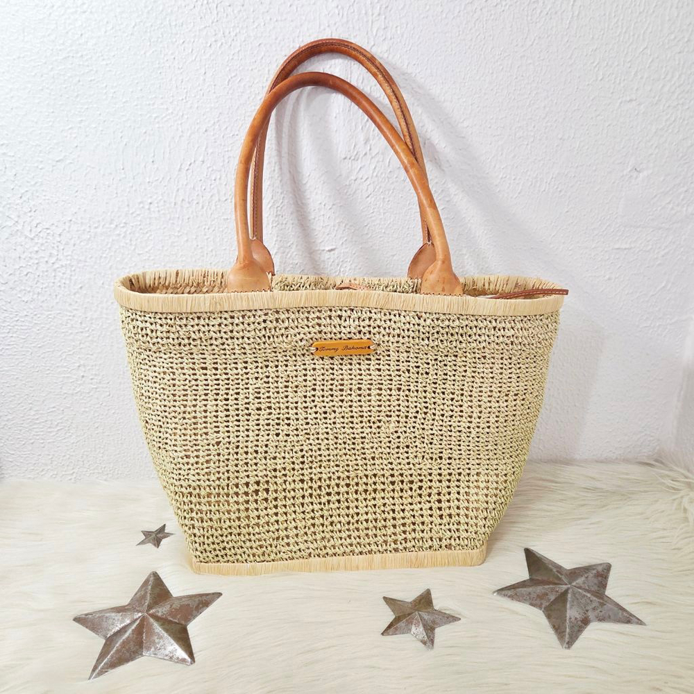 Tommy Bahama raffia woven straw beach tote bag cream natural resort - Picture 1 of 7